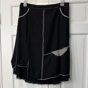 NWT Black Midi Skirt with stylish white detailing